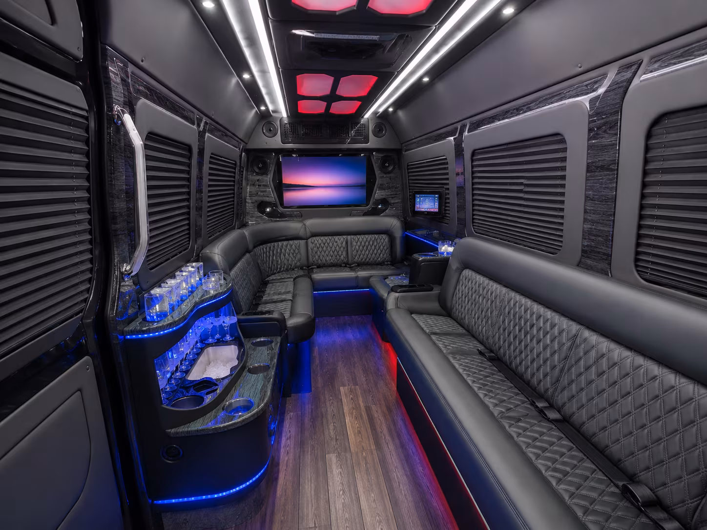 lynn 25 passenger party bus interior